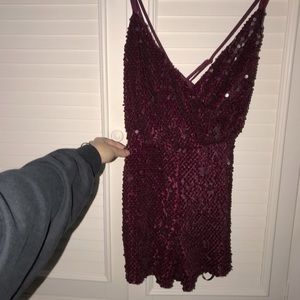 Burgundy sequin romper